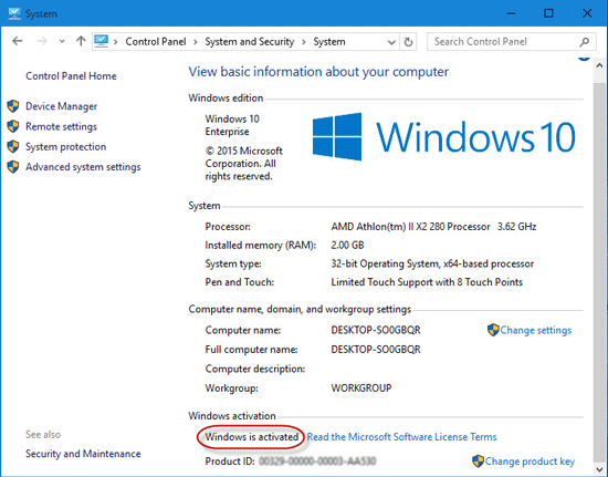 Windows 10 installation id